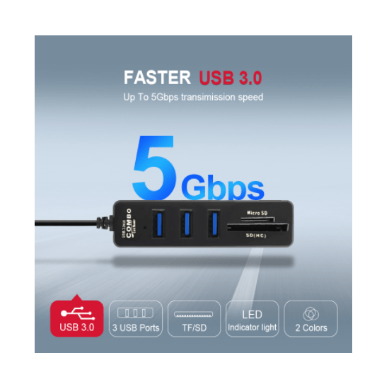 USB 3.0 HUB und Micro-SD- und SD-(HC)-Kartenleser