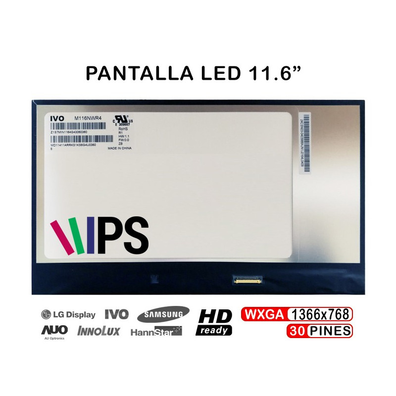 11.6" LED LAPTOP DISPLAY M116NWR4 R1 1366X768 30 PINS IPS