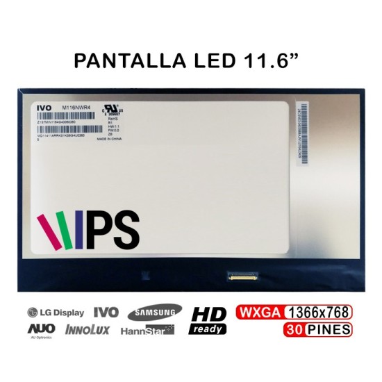 11.6" LED LAPTOP DISPLAY M116NWR4 R1 1366X768 30 PINS IPS