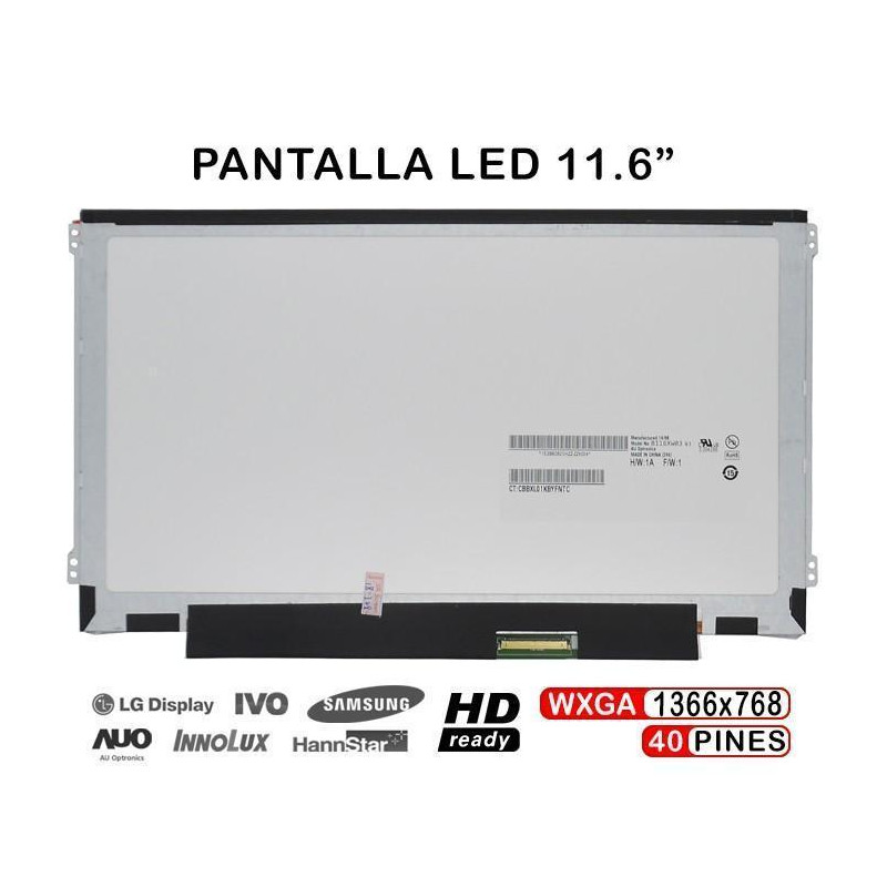 LAPTOP LCD LED DISPLAY 11.6" LP116WH2 TLC1 | N116BGE-L41 REV. C1