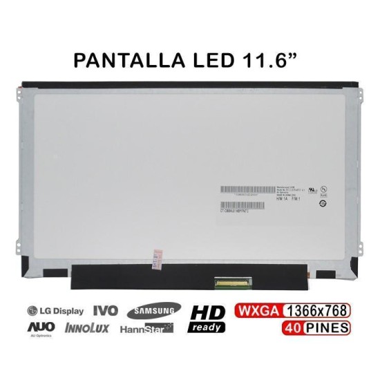 LAPTOP LCD LED DISPLAY 11.6" LP116WH2 TLC1 | N116BGE-L41 REV. C1