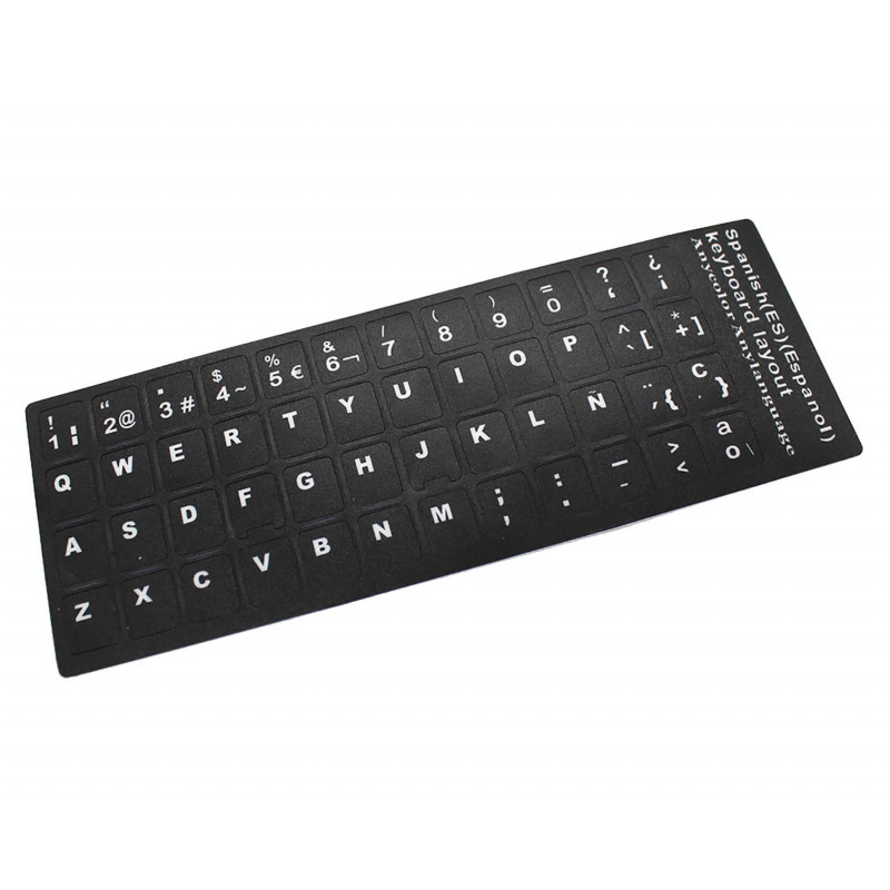 TASTATURKONVERTER AUFKLEBER FÜR SPANISCHE / ENGLISCHE SPRACHE SCHWARZ
