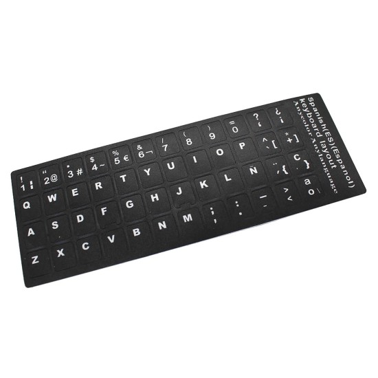TASTATURKONVERTER AUFKLEBER FÜR SPANISCHE / ENGLISCHE SPRACHE SCHWARZ