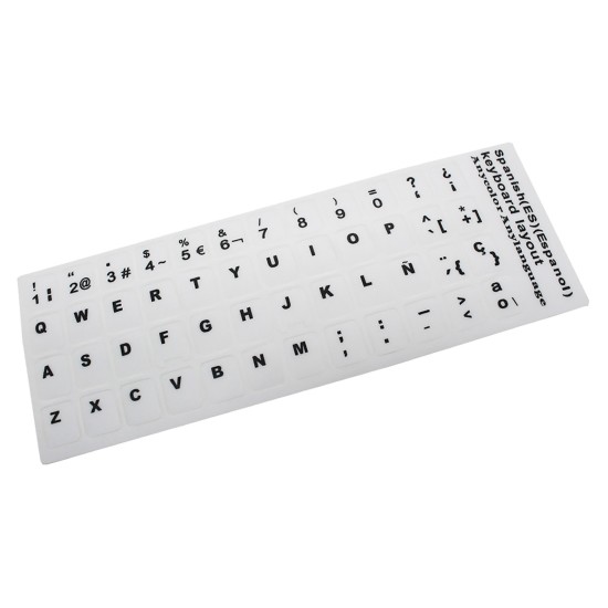 TASTATURAUFKLEBER SPANISCH WEISS MIT SCHWARZEN BUCHSTABEN