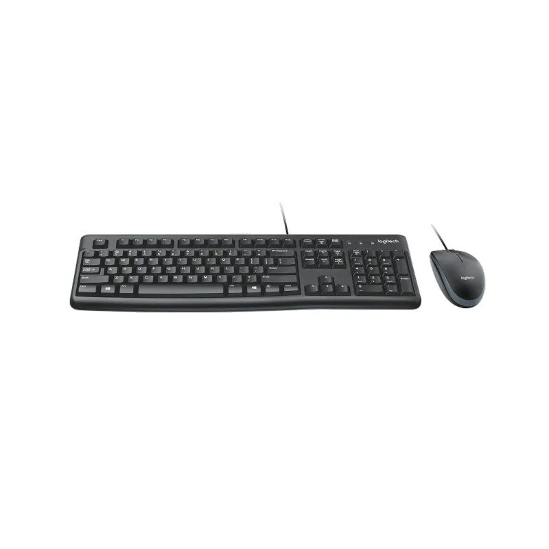 Logitech MK120 Kabelgebundene Tastatur + Maus, Schwarz, Neu