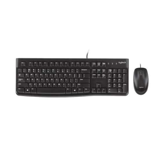 Logitech MK120 Kabelgebundene Tastatur + Maus, Schwarz, Neu