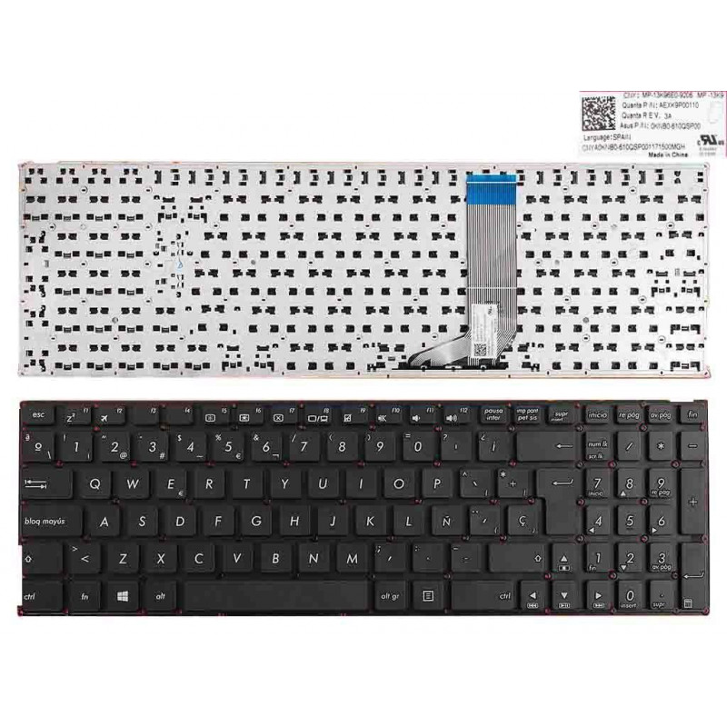 ASUS A556U A556UA A556UB A556UF A556UJ A556UR A556UV A556 X556 SCHWARZE LAPTOP TASTATUR (RAHMENLOS,OHNE FOLIE,WIN8)