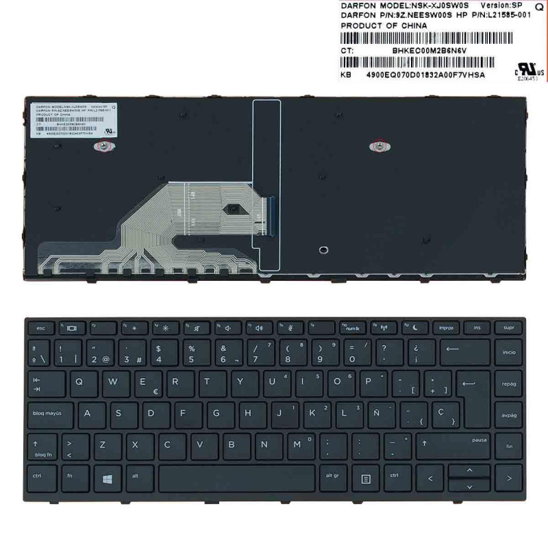 TASTATUR FÜR LAPTOP HP PROBOOK 430 G5 440 G5 445 G5 SCHWARZ MIT RAHMEN