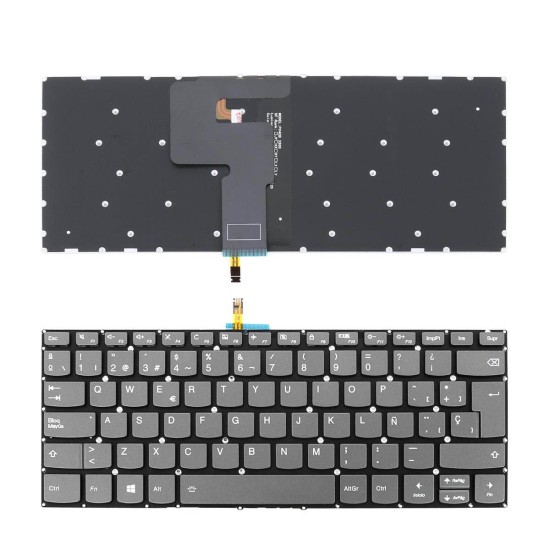 HINTERGRUNDBELEUCHTETE TASTATUR FÜR LENOVO IDEAPAD 330-14IKB GRAU RAHMENLOSES LAPTOP