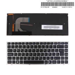 HINTERGRUNDBELEUCHTETE TASTATUR FÜR SONY VAIO VPC-S SERIE NOTEBOOK MIT SILBERNEM RAHMEN