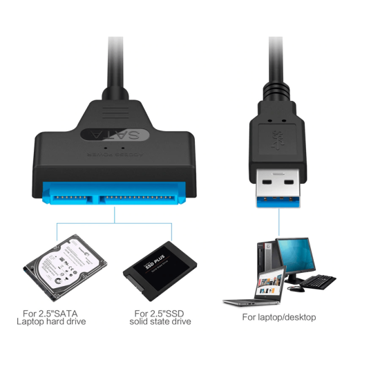 USB 3.0 zu SATA III 2.5" 22 Pins HDD SSD Kabel