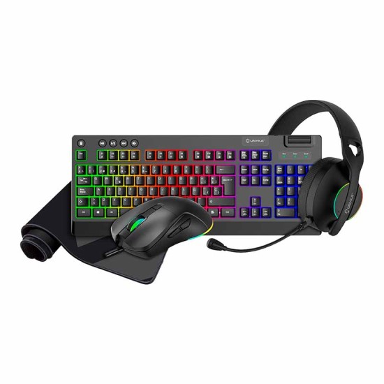 UNYKAch Nova Gaming-Combo Tastatur Maus Headset Mauspad