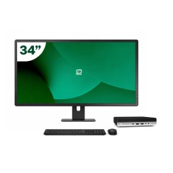 Pack HP 600 G5 Mini i7 9700T + Monitor 34" + Tastatur/Maus + WiFi USB