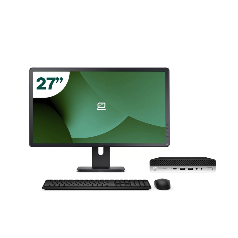 Pack HP 800 G4 Mini i5 8500T + Monitor 27" + Tastatur/Maus + WiFi USB