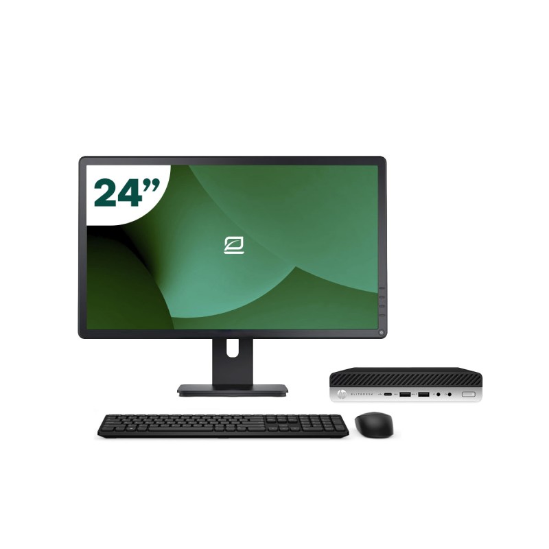 Pack HP 800 G4 Mini i5 8500T + Monitor 24" + Tastatur/Maus + WiFi USB