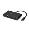 Adaptador Multipuertos StarTech USB Typ C HUB 3x USB 3.0 1x RJ45 Ethernet und PD, Km0 Originalverpackung