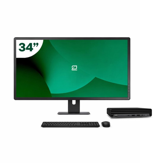 Pack HP 800 G6 Mini i5 10500T + Monitor 34" + Tastatur/Maus + WiFi USB