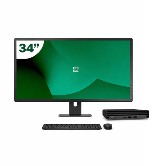 Pack HP 600 G6 Mini i5 10500T + Monitor 34" + Tastatur/Maus + WiFi USB