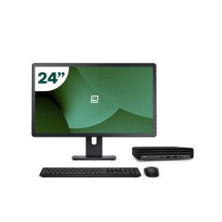 Pack HP 800 G6 Mini i5 10500T 16GB SSD 256GB + LCD 24" + Tastatur und kabellose Maus + WiFi