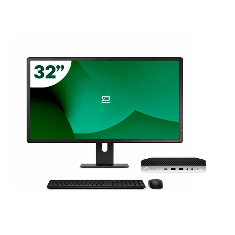 Pack HP 800 G5 Mini i5 9500T + Monitor 32" + Tastatur/Maus + WiFi USB