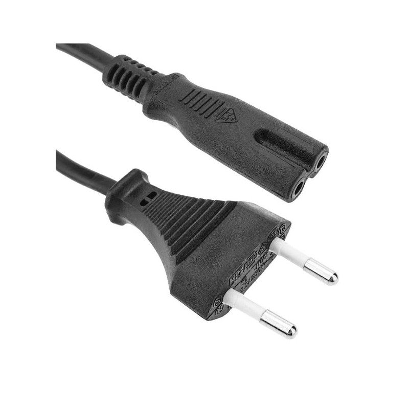 Bipolares Netzkabel 2-polig EU C7 1,20m, Neu