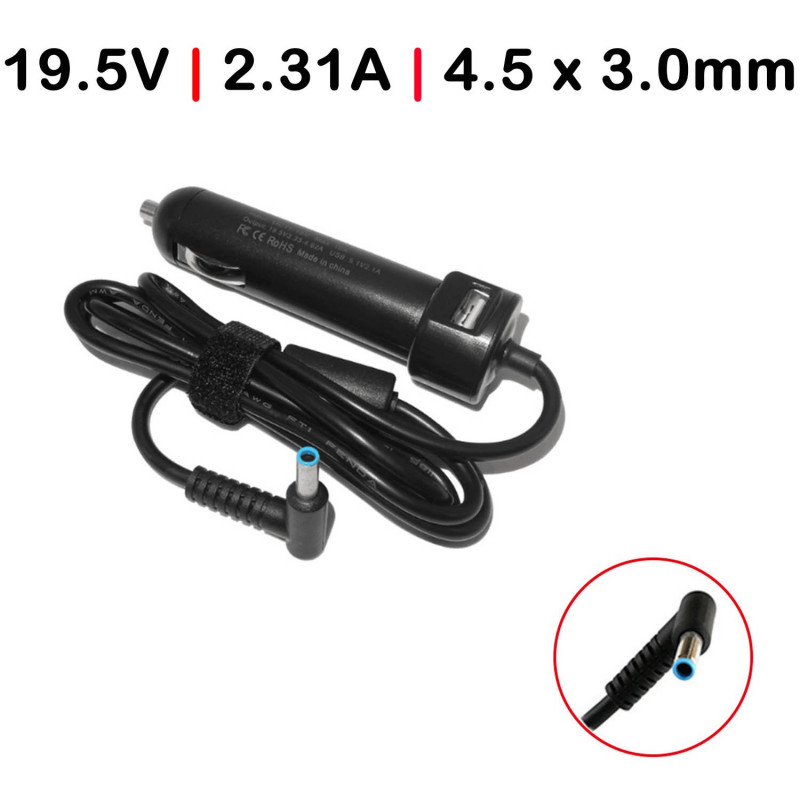 CAR CHARGER FOR CAR PORTABLE HP SPLIT 19.5V 2.31A 4.5 x 3.0MM 45W