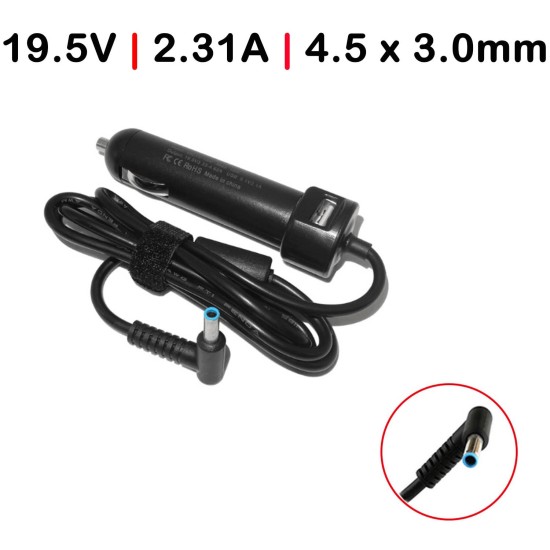 CAR CHARGER FOR CAR PORTABLE HP SPLIT 19.5V 2.31A 4.5 x 3.0MM 45W
