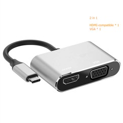 Typ-C zu HDMI und VGA Konverter 4K HDMI-USB C 3.0 VGA Adapter, Neu