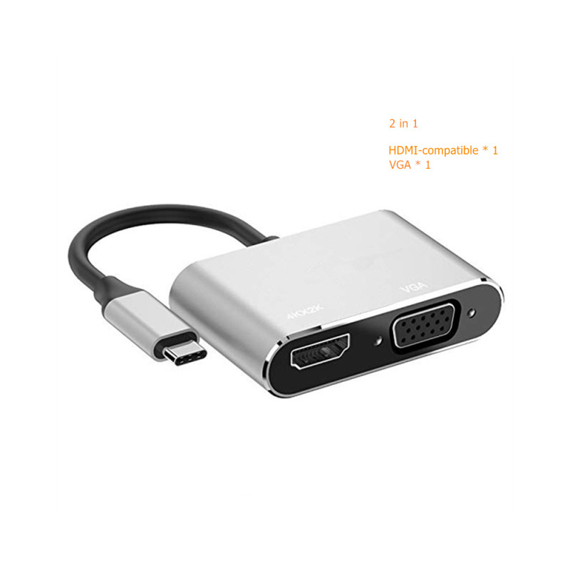 Typ-C zu HDMI und VGA Konverter 4K HDMI-USB C 3.0 VGA Adapter, Neu