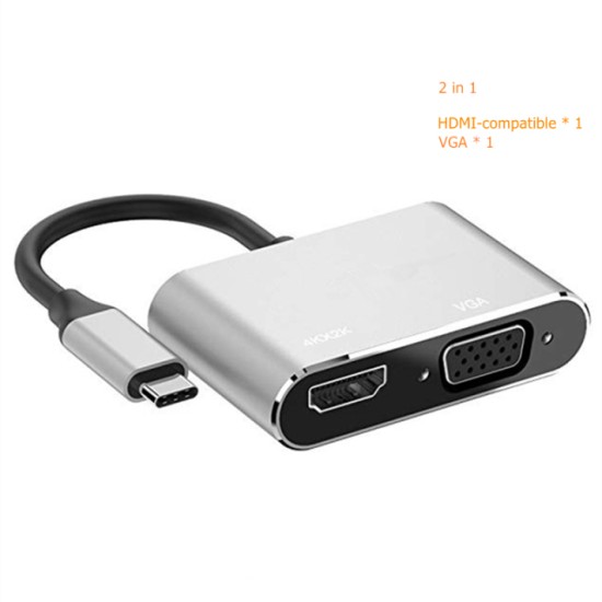 Typ-C zu HDMI und VGA Konverter 4K HDMI-USB C 3.0 VGA Adapter, Neu